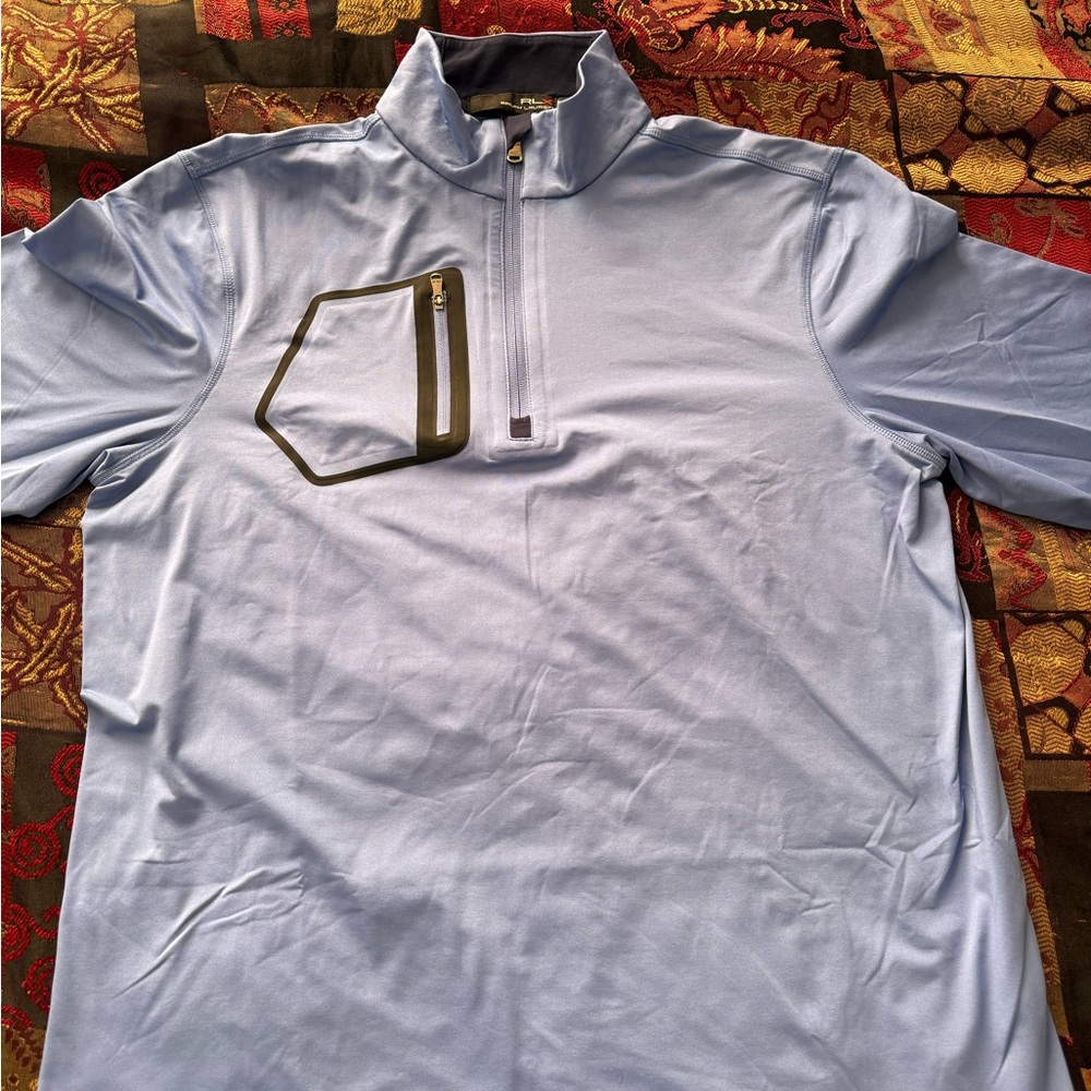 RLX Ralph Lauren Powder Blue/Black Quarter-Zip Pullover Performance Jacket